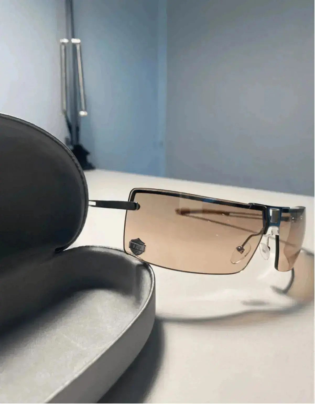 Dior × John Galliano × Vintage DIOR Sunglasses Rimless Shield Wrap Sport Stunt Galliano Era Size ONE SIZE - 10 Thumbnail