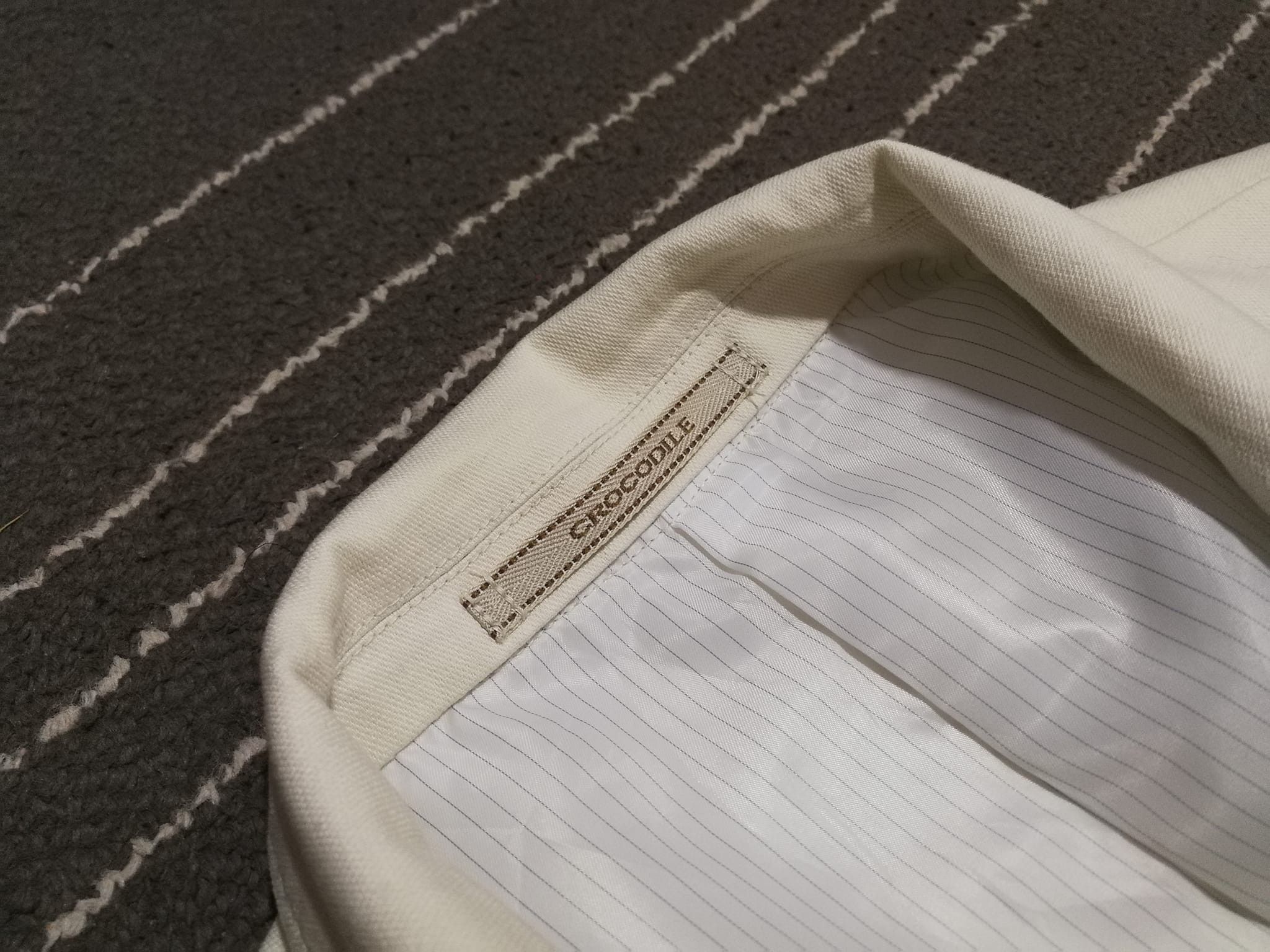 Japanese Brand Crocodile blazer cotton cream M 1775 Size 38S - 6 Thumbnail