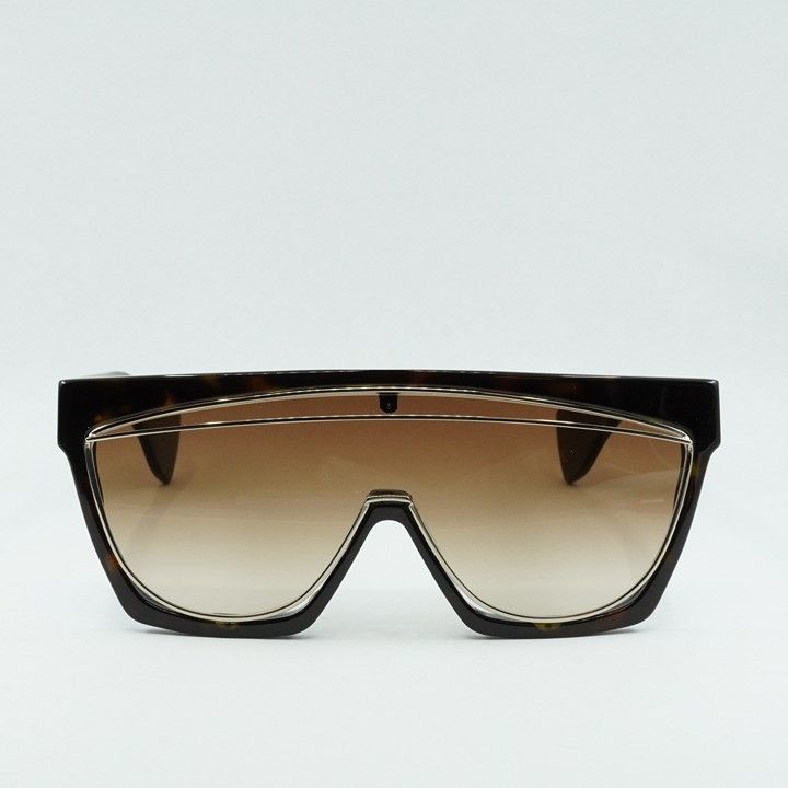 Loewe Loewe LW40012F 52F Sunglasses Dark Havana Shield Frame Size ONE SIZE - 2 Thumbnail