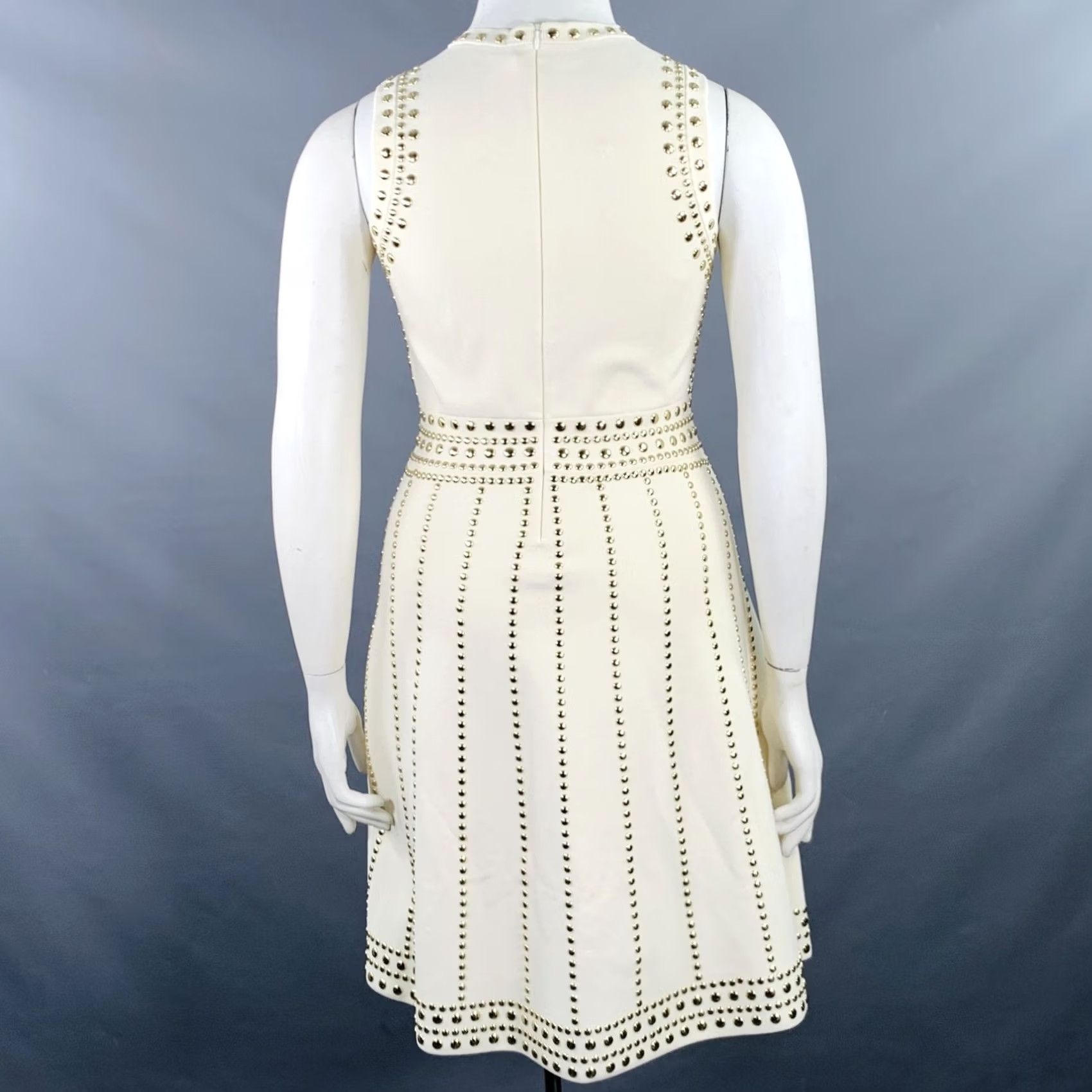 Vintage MICHAEL by MICHAEL KORS Dress Size L Cream Viscose Blend Studded Sleeveless Women Size L / US 10 / IT 46 - 4 Thumbnail