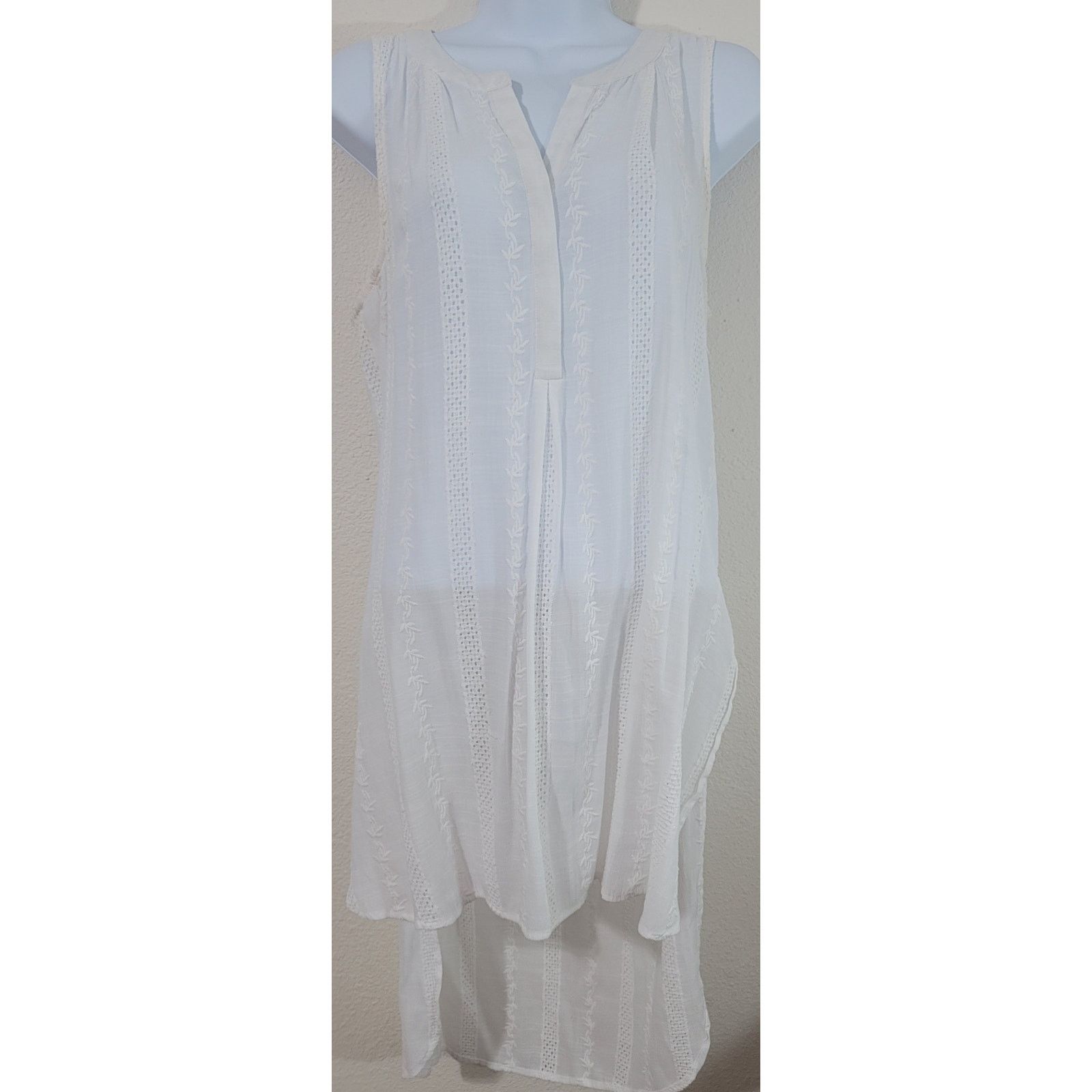 Other Knox Rose White Sleeveless Hi Low Tunic Tank Medium Boho Size M / US 6-8 / IT 42-44 - 1 Thumbnail