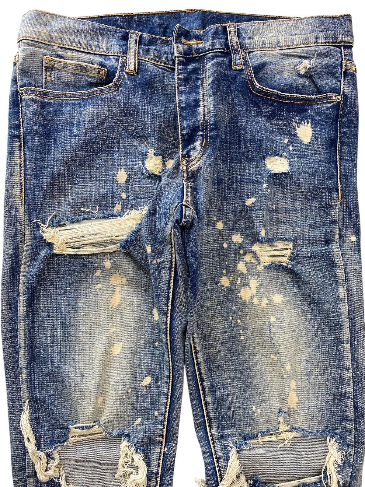 MNML Mnml Ripped Paint Splatter Style Skinny Leg Jeans Size US 34 / EU 50 - 2 Thumbnail
