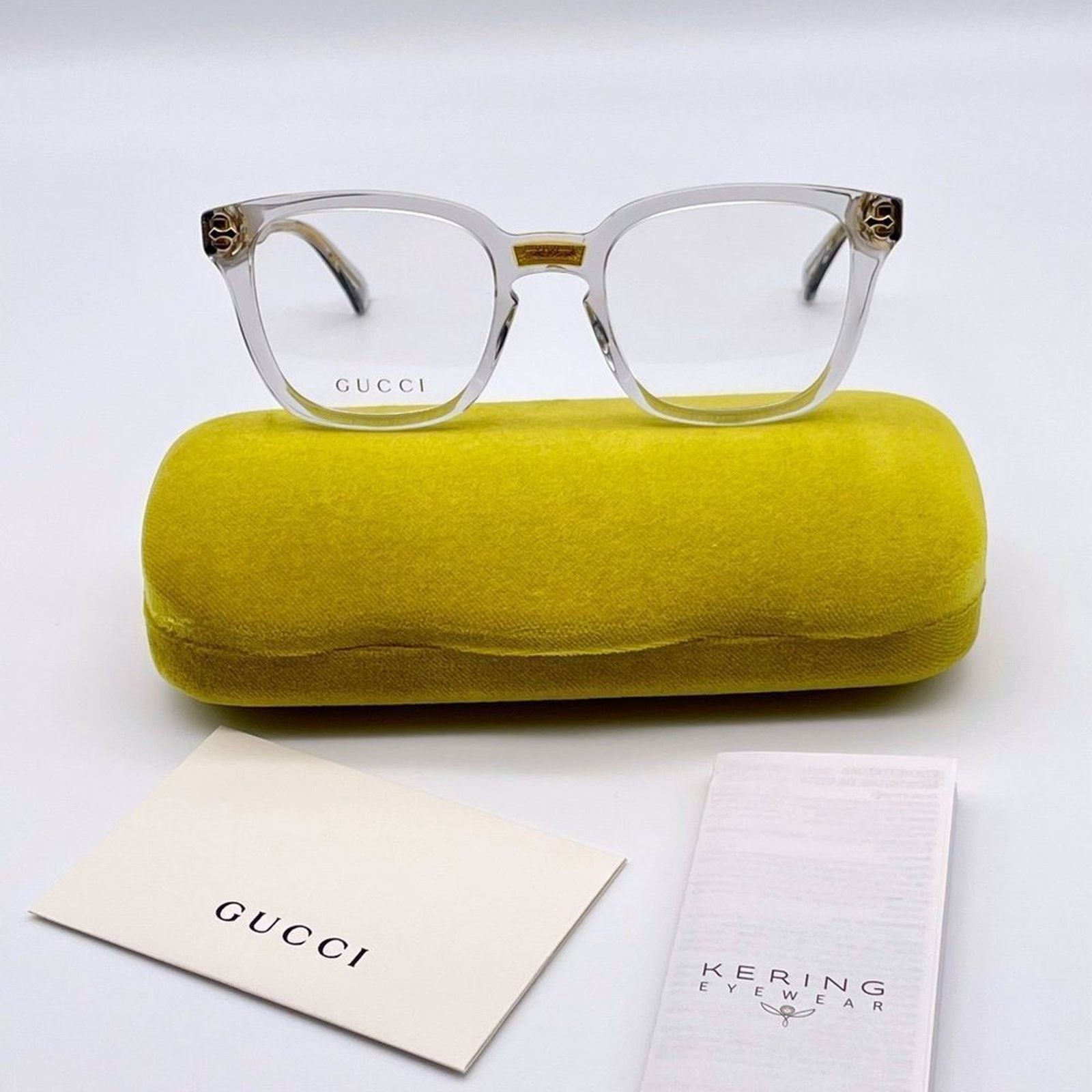 Gucci NEW GUCCI GG0184O 005 Grey/Grey Transparent UnisexEyeglasses Size ONE SIZE - 12 Thumbnail