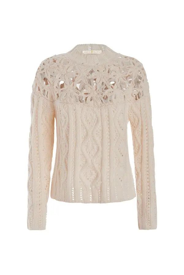 Marie Oliver Lilac Crochet Sweater Size S / US 4 / IT 40 - 6 Thumbnail
