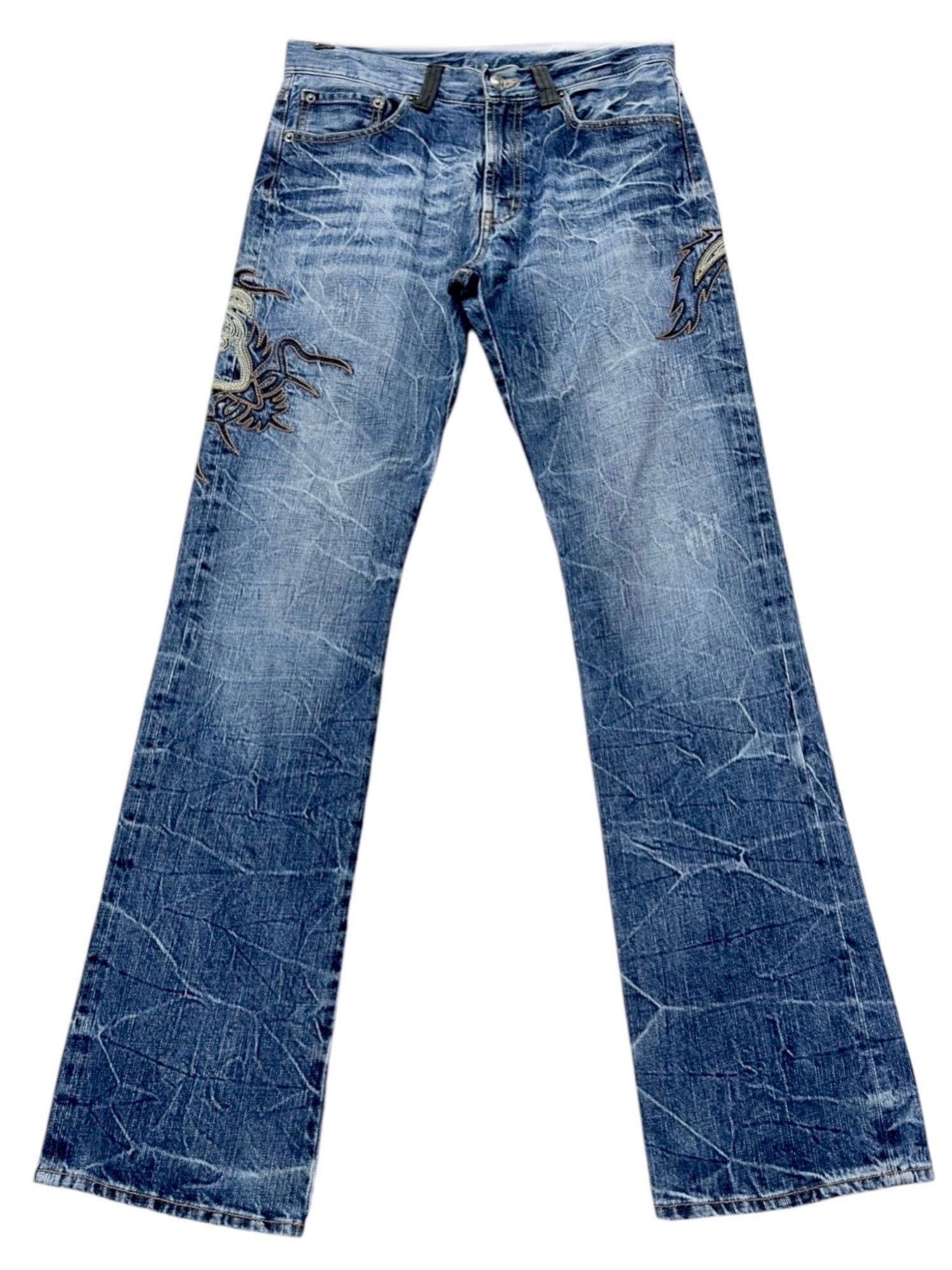 Tribal Streetwear Vintage Punk Tribal Embroidery Tattoo Studded Clawmark Flare Size US 31 - 4 Thumbnail