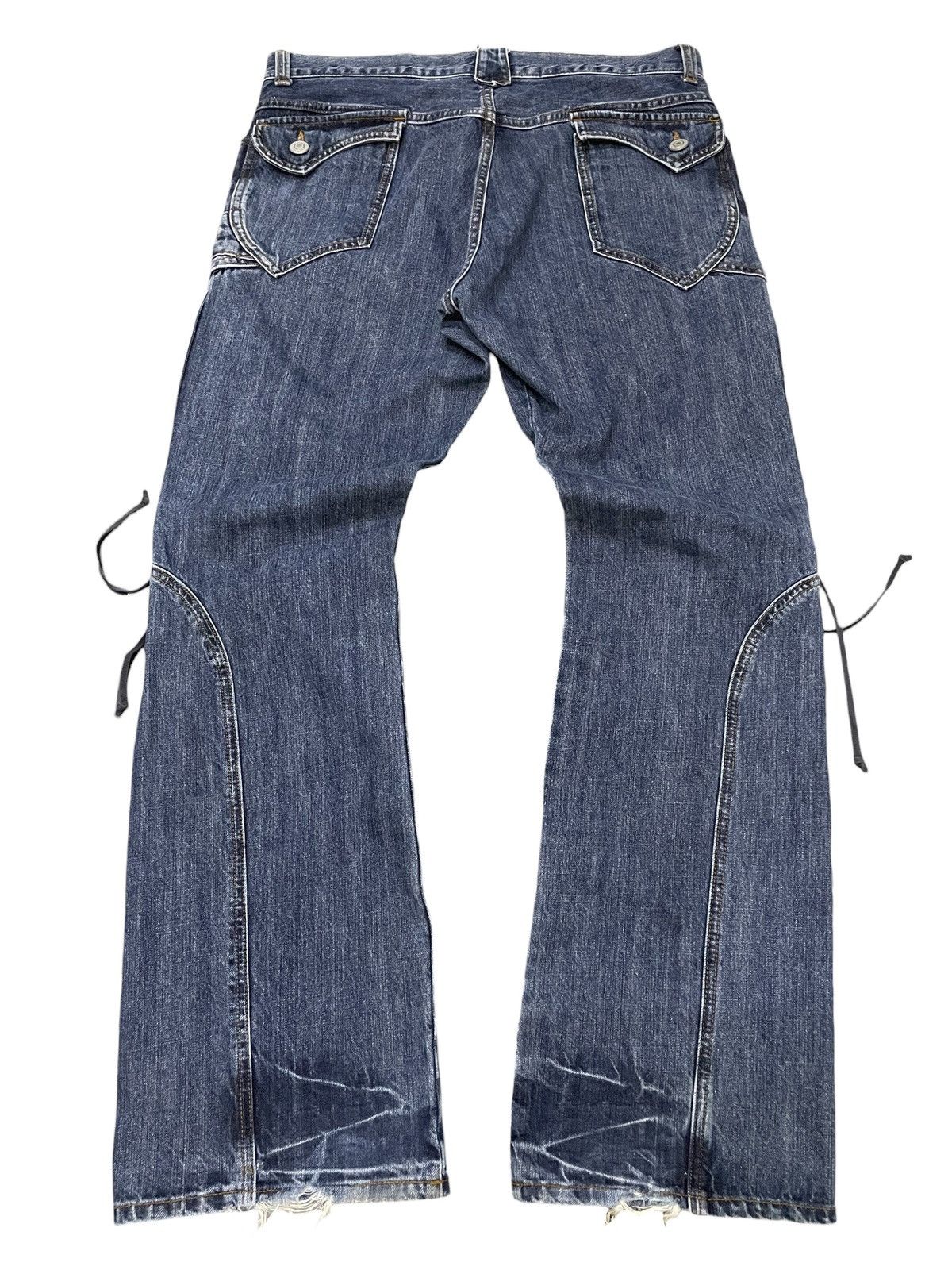 If Six Was Nine × In The Attic × Le Grande Bleu (L.G.B.) Paneled Asymmetrical Poems Flared Jeans Size US 34 / EU 50 - 2 Thumbnail