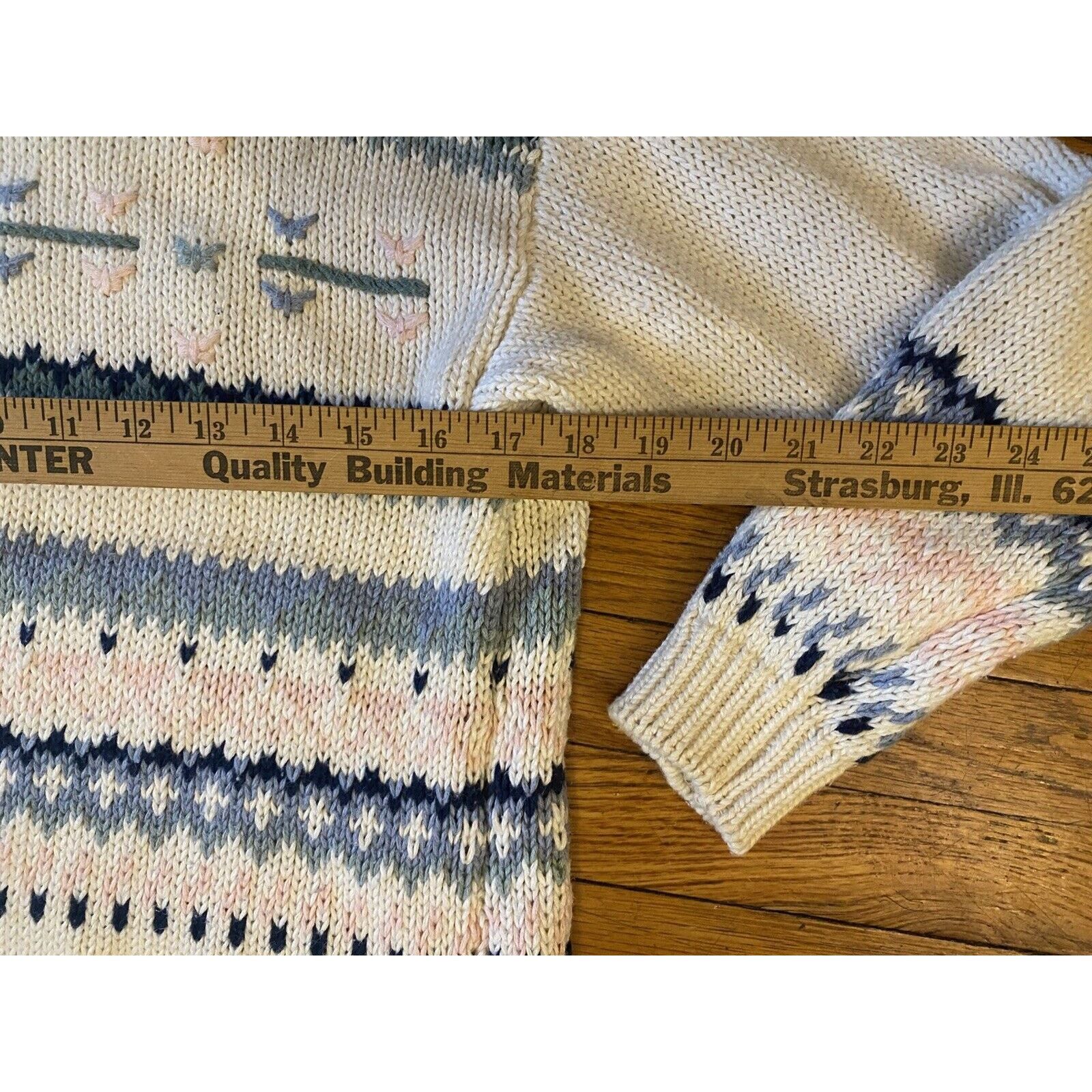 Other VTG 62 East Women's Knit Sweater Floral Striped Medium Blue Size M / US 6-8 / IT 42-44 - 6 Thumbnail