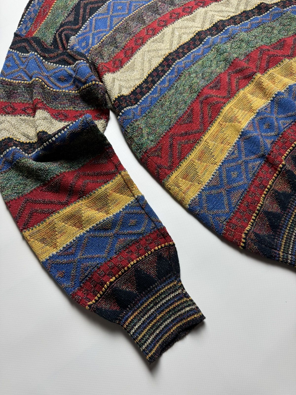 Japanese Brand Vintage 90s Italian Geometric Knit Sweater - Multi-pattern Size US L / EU 52-54 / 3 - 3 Thumbnail
