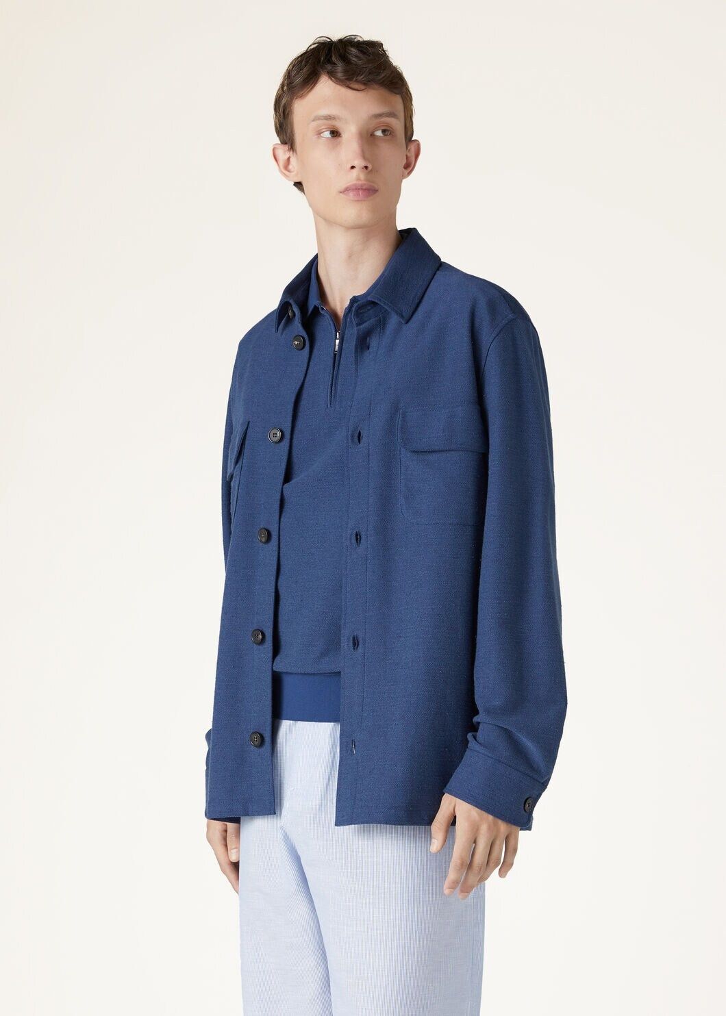 Loro Piana o1w1db10125 FAN9600 Hotaka Overshirt in Blue Size US S / EU 44-46 / 1 - 4 Thumbnail