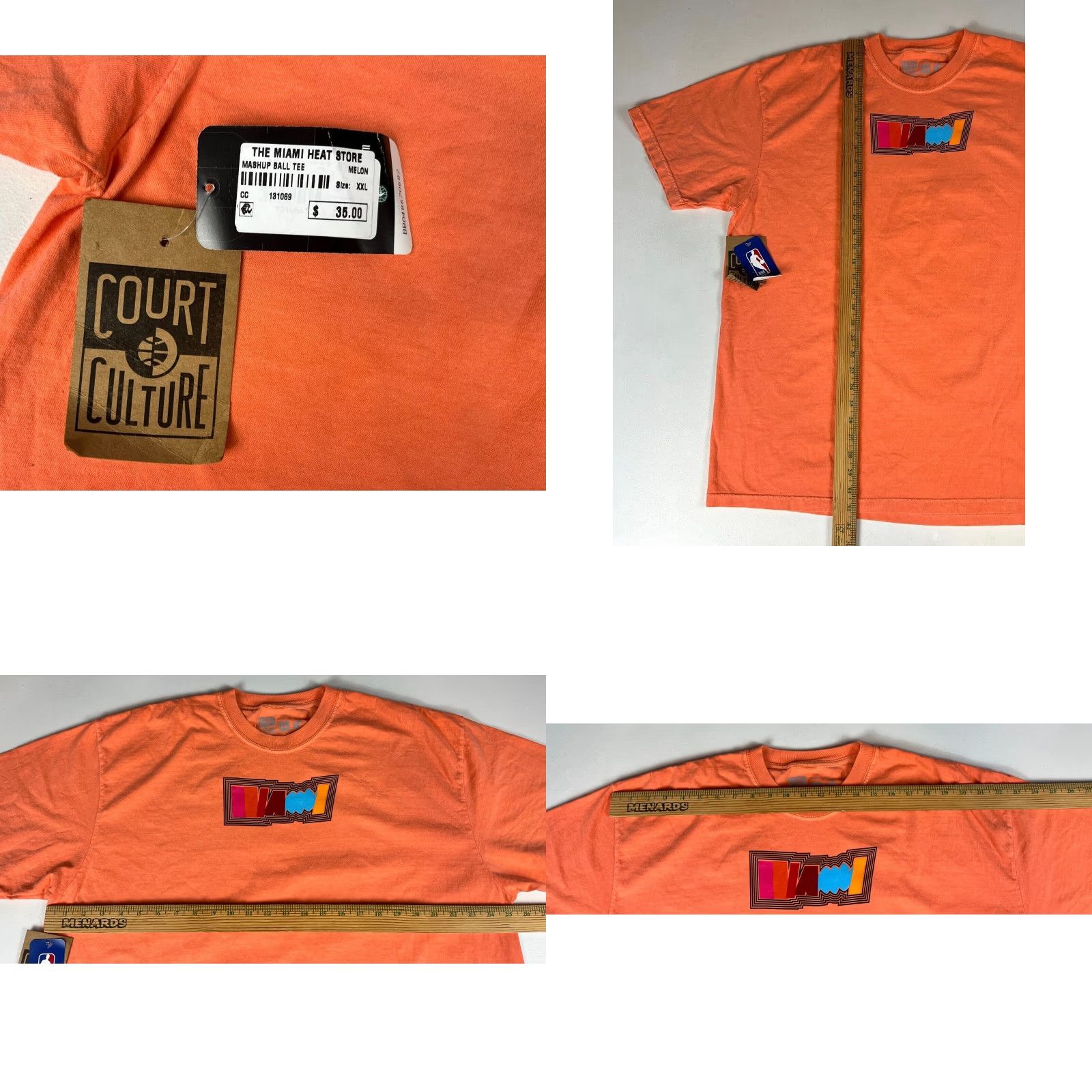 Vintage NWT Court Culture Miami Heat Mashup Ball Tee Melon Sz 2XL Size US XXL / EU 58 / 5 - 8 Thumbnail