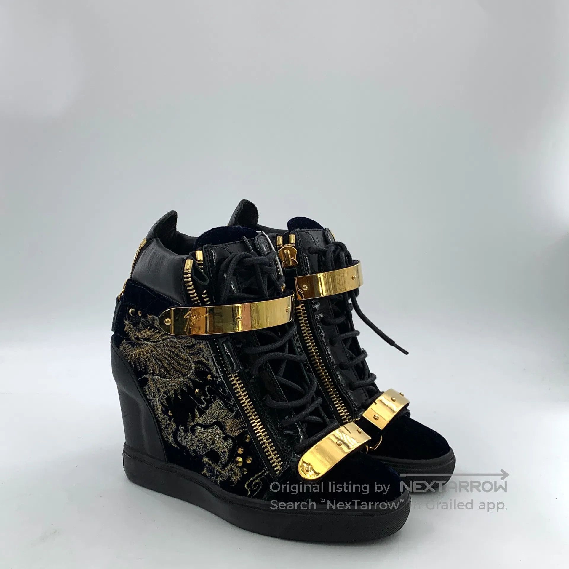 Other iuseppe Zanotti Black Heavy Embroidery Double Zip Design L Size US 6.5 / IT 36.5 - 2 Thumbnail