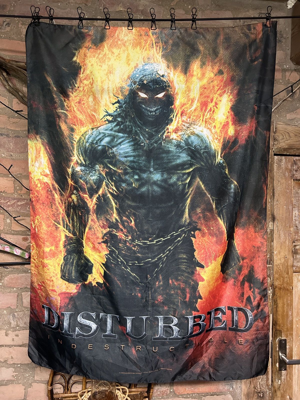 Band Tees 00s Vintage Disturbed Indestructible 2009 Flag Banner Size ONE SIZE - 1 Thumbnail
