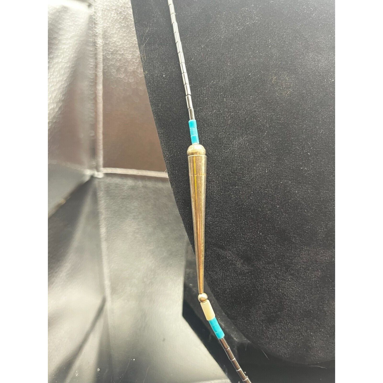 Native Vintage Native American Liquid Silver Turquoise Necklace 24" Size ONE SIZE - 7 Thumbnail