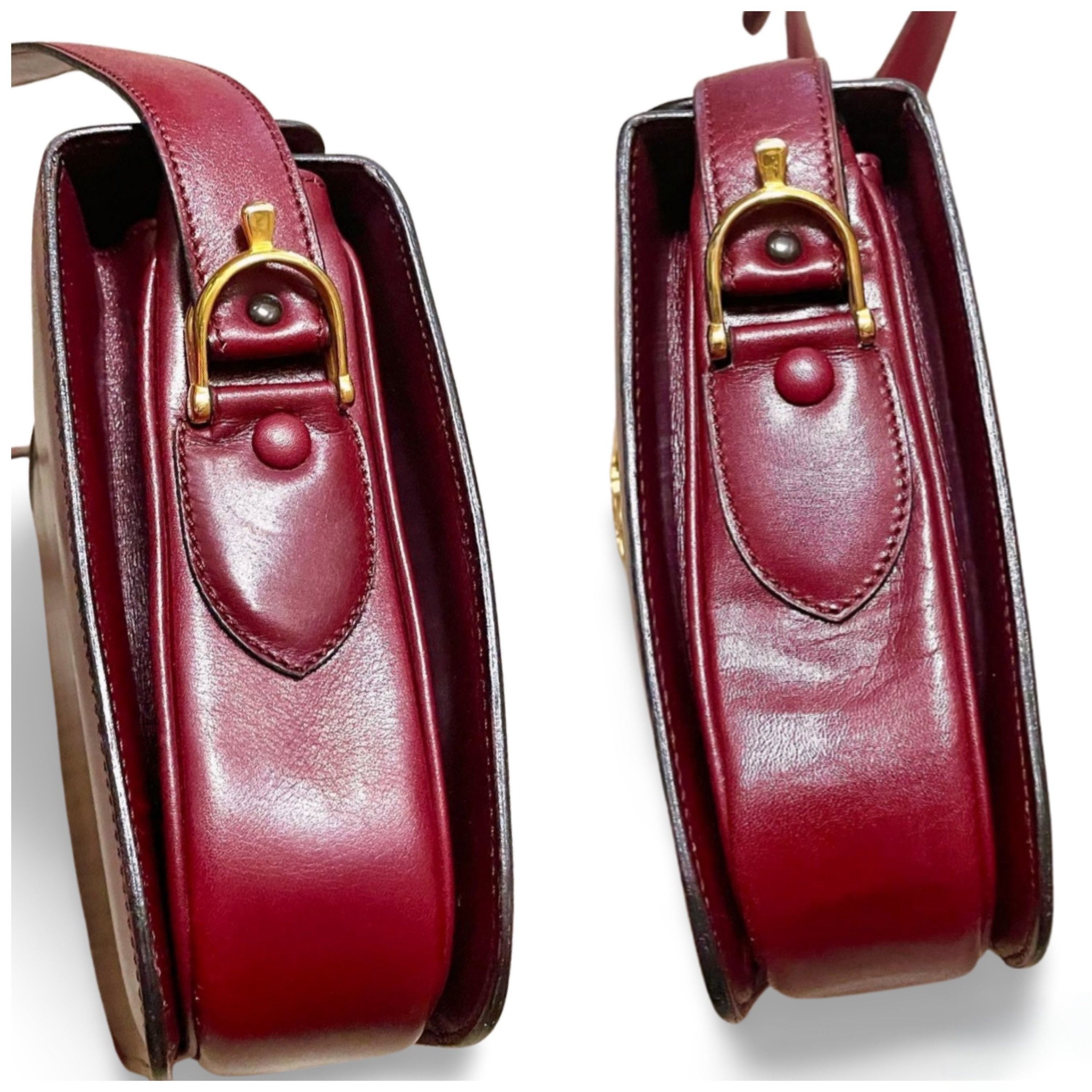 Celine Vintage CELINE wine Bordeaux leather shoulder bag with logo Size ONE SIZE - 10 Thumbnail