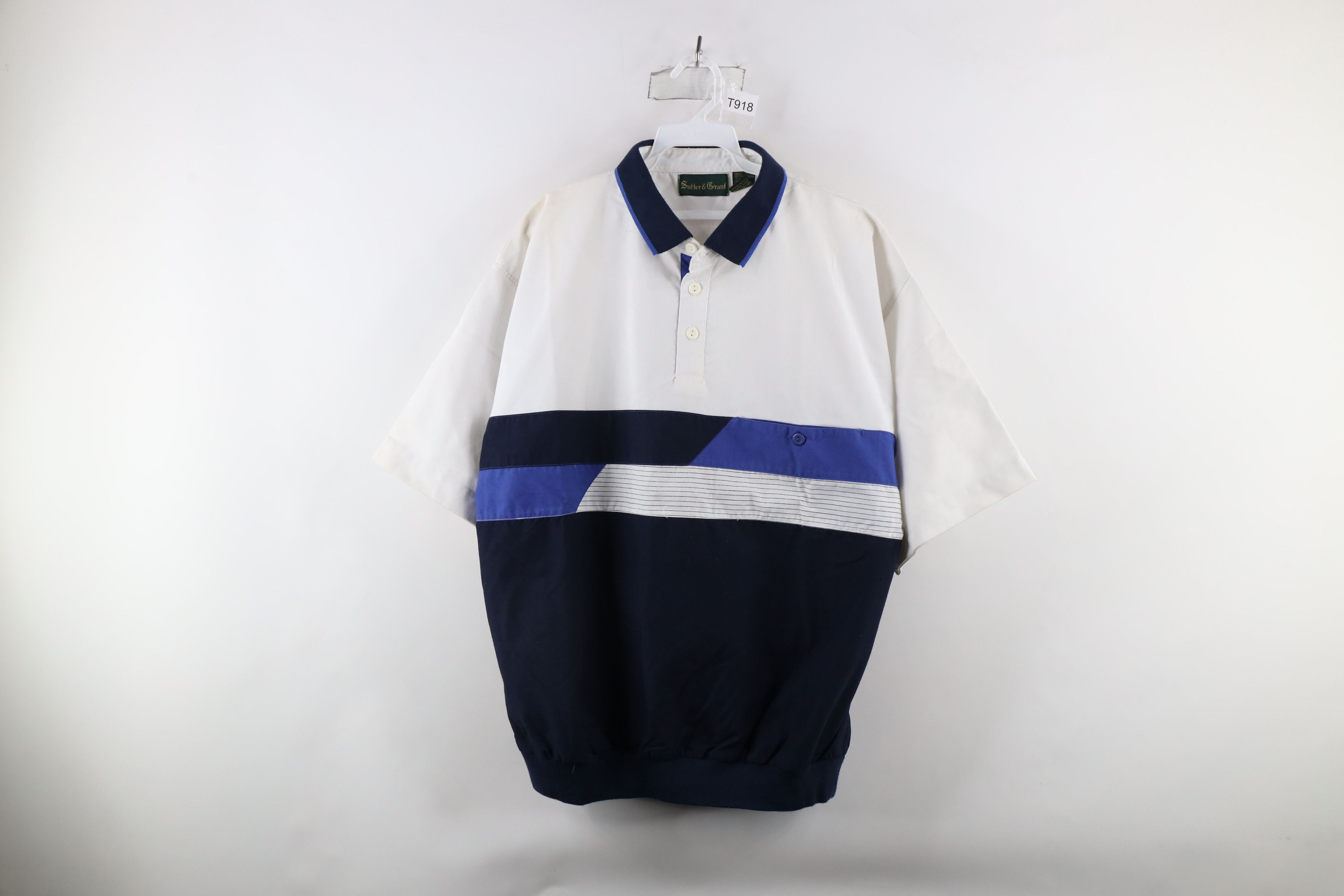 Vintage Vintage 90s Streetwear Block Collared Pullover Polo Shirt Size US L / EU 52-54 / 3 - 1 Thumbnail