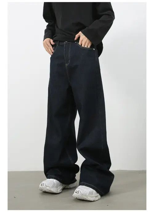Japanese Brand Dark blue wide-leg casual American loose versatile jeans men Size US 34 / EU 50 - 1 Thumbnail
