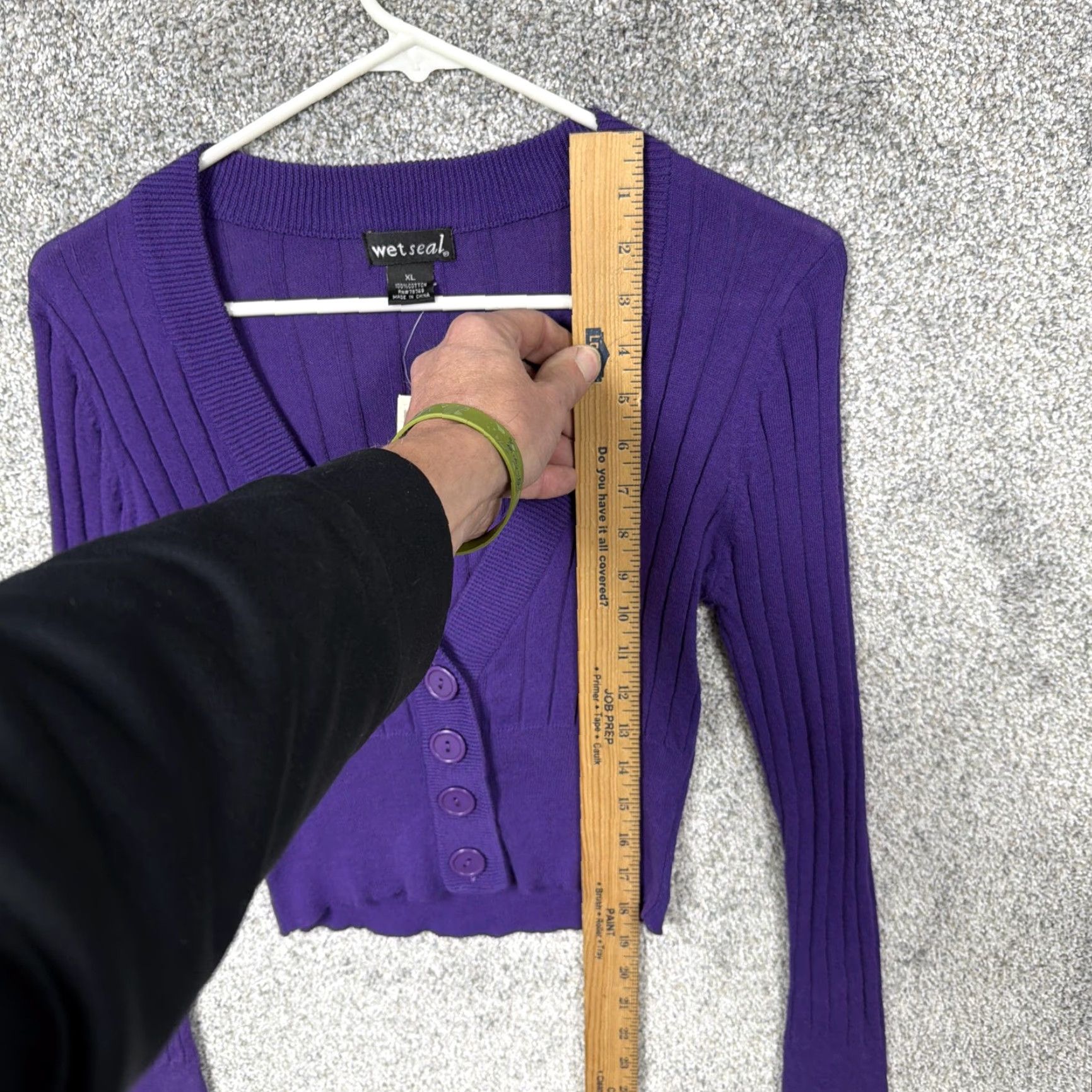Vintage VINTAGE Wet Seal Cardigan XL Cropped 100% Cotton V-Neck Long Sleeve Purple Teens Junior Slim Knit Buttoned All Seasons Sweater Size XL / US 12-14 / IT 48-50 - 2 Thumbnail