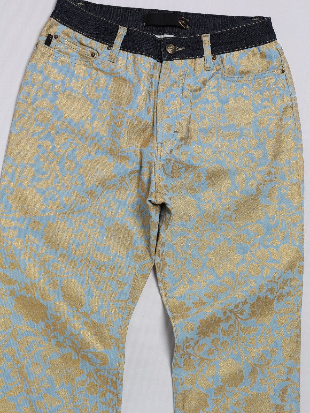 Just Cavalli Just Roberto Cavalli Multicolor Denim Pants Gold Printed Size 28" / US 6 / IT 42 - 4 Thumbnail