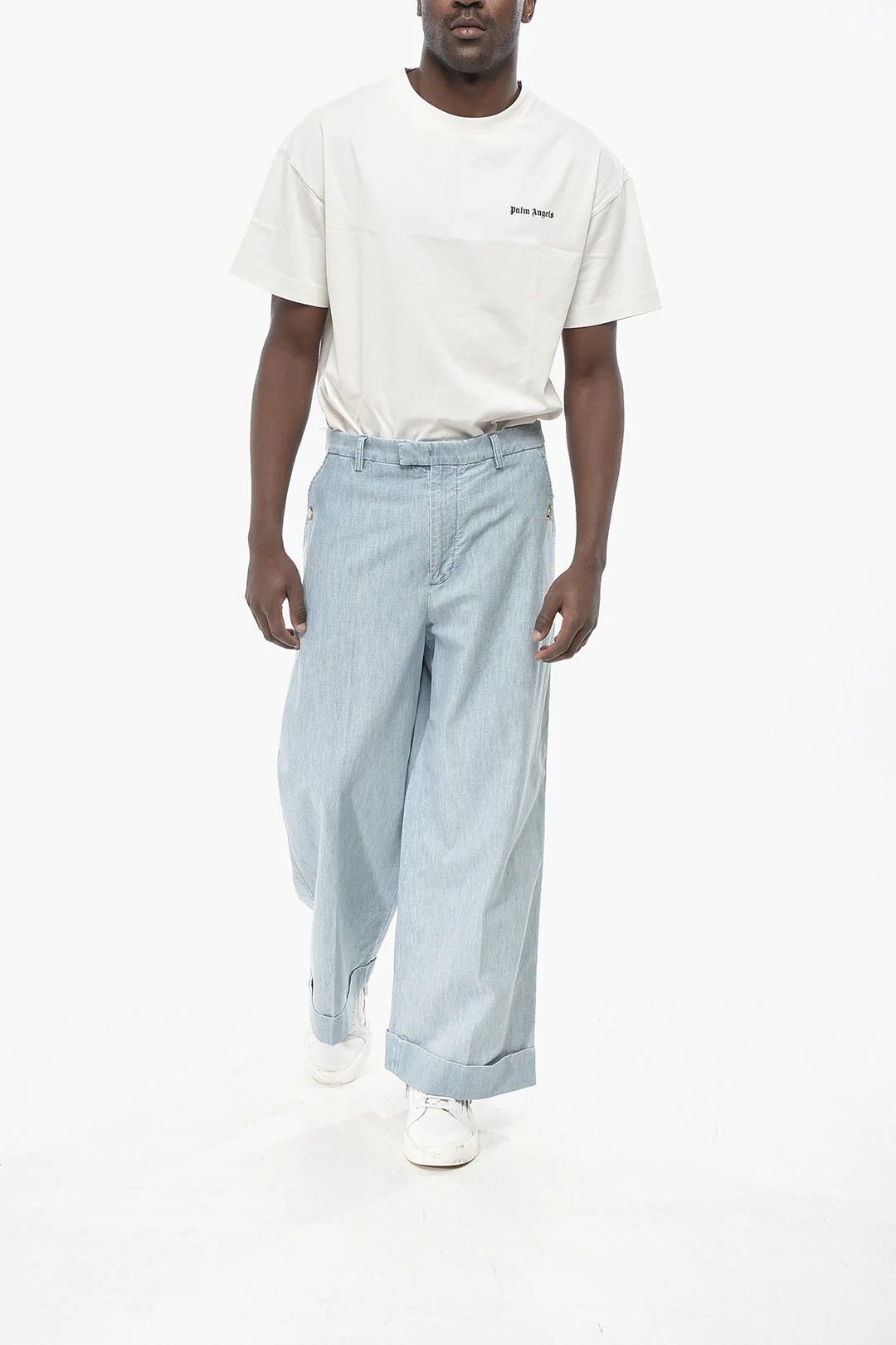 Valentino og1mm0426 Wide-Leg Jeans in Blue Size US 32 / EU 48 - 4 Thumbnail