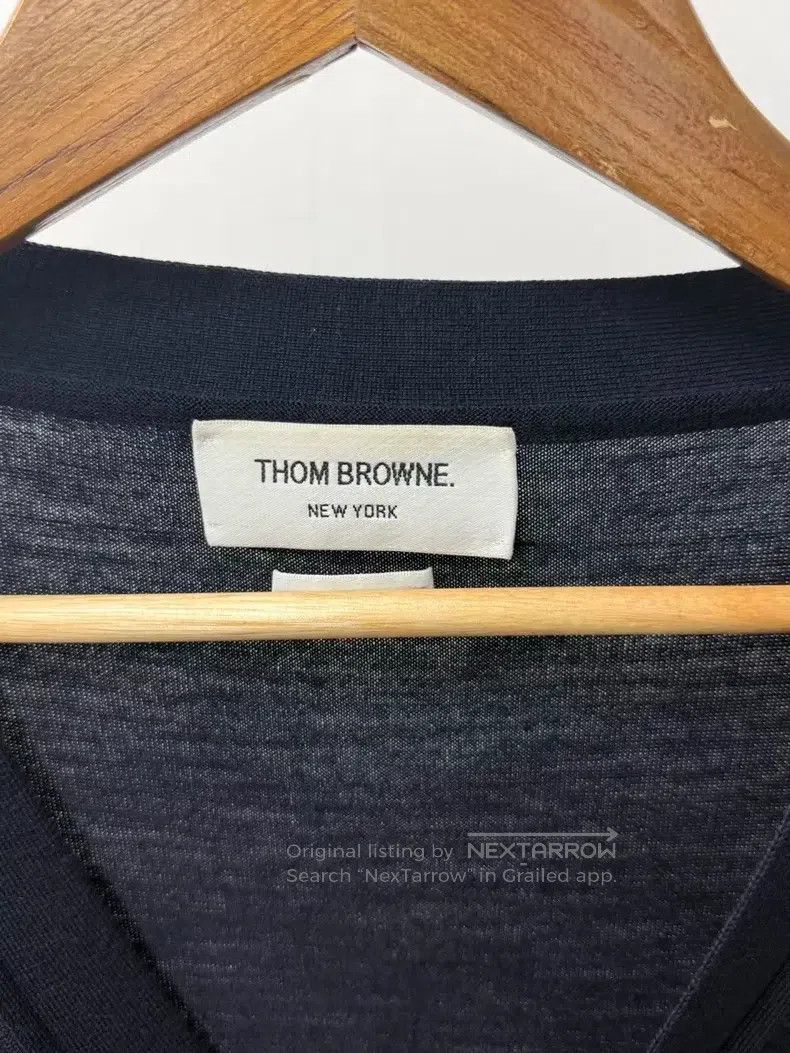 Thom Browne Thom Browne Twill sleeve patch wool cardigan Size US L / EU 52-54 / 3 - 2 Thumbnail