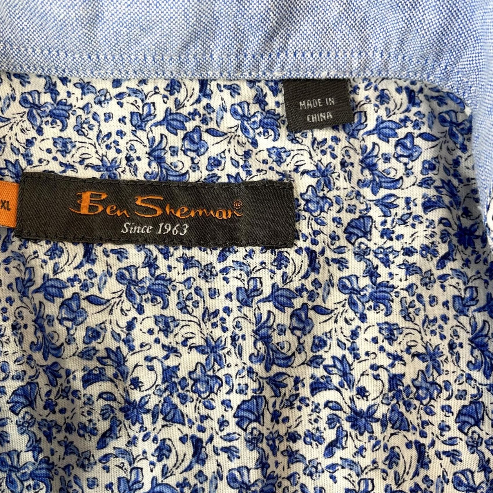Ben Sherman Ben Sherman Shirt Mens XL Blue Floral Print Button Down Long Sleeve Casual Size US XL / EU 56 / 4 - 3 Thumbnail