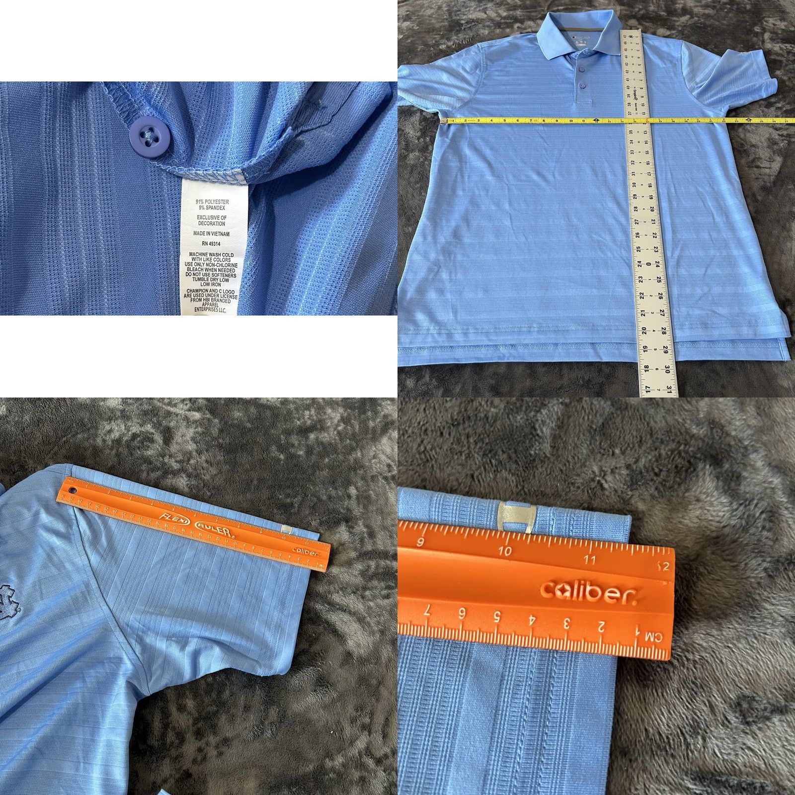 Champion UNC Tar Heels Polo Shirt Men Large Blue Champion Shirt Polo Button Collar Regular Fit Size US L / EU 52-54 / 3 - 9 Thumbnail