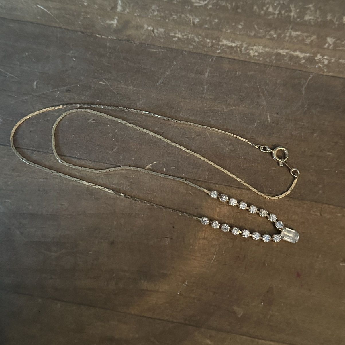 Vintage Vintage gold tone rhinestone tennis V necklace Size ONE SIZE - 2 Thumbnail