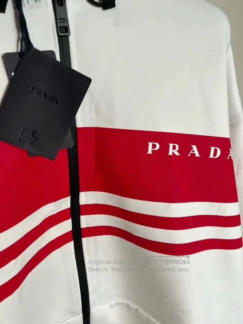 Prada Prada White Red Stripe Zip Hoodie. Size US XXL / EU 58 / 5 - 2 Thumbnail