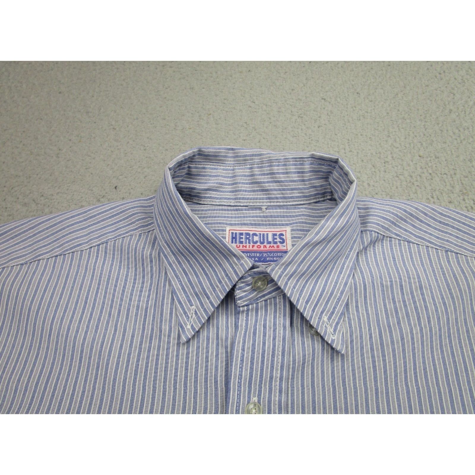 Vintage VINTAGE Hercules Cotton Blend Button-Up Shirt Mens Large Blue Striped 80s USA Workwear Size US L / EU 52-54 / 3 - 3 Thumbnail