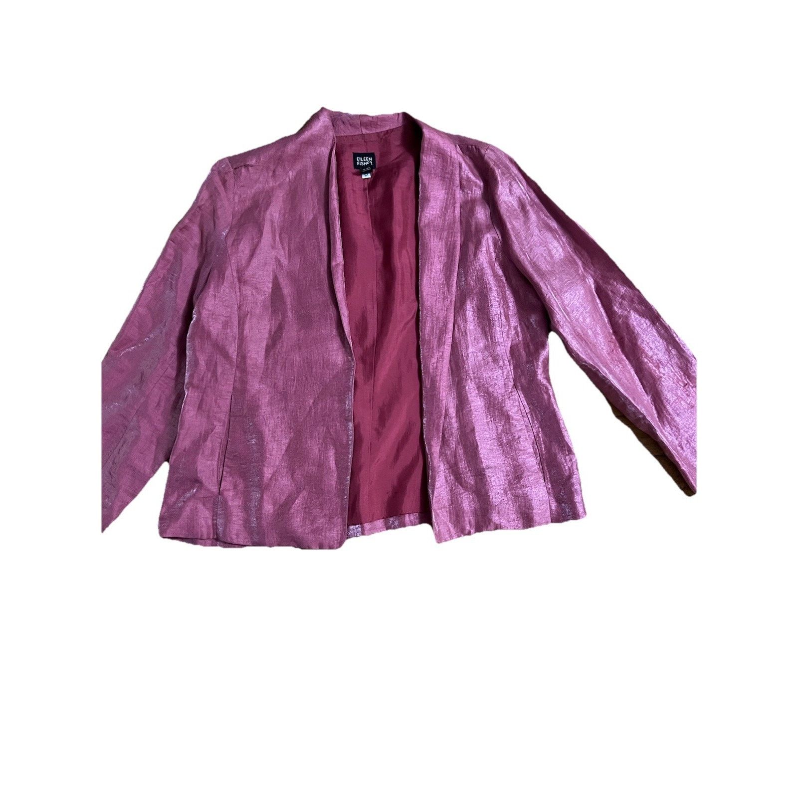 Eileen Fisher Eileen Fisher Metallic Jacket Rose Pink Small A001708 Size S / US 4 / IT 40 - 3 Thumbnail