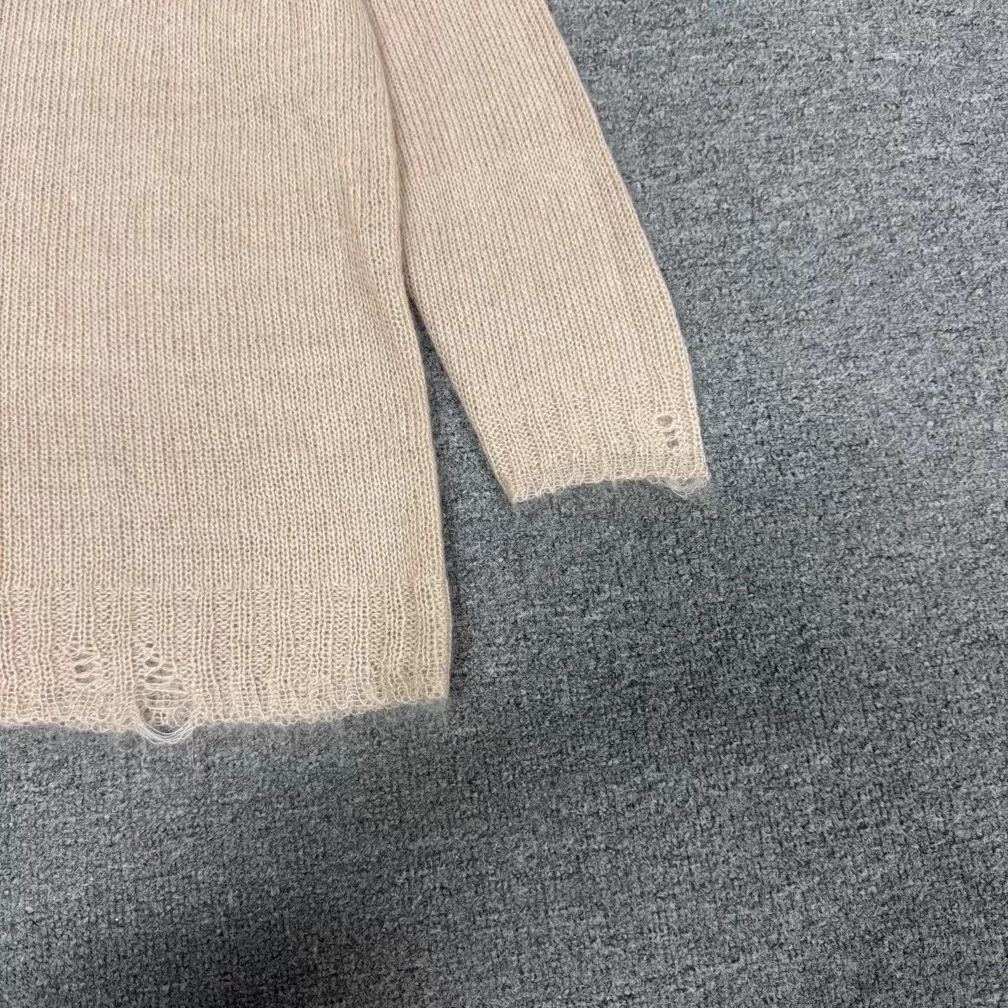 Prada Prada Nude Distressed Short Mohair Knit Sweater 40 W/Tags Size S / US 4 / IT 40 - 3 Thumbnail