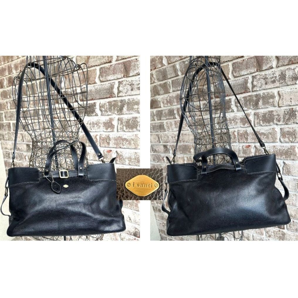 Designer × Vintage Isanti Leather Crossbody Bag Navy Top Zip Tote Handles Logo Size ONE SIZE - 2 Thumbnail