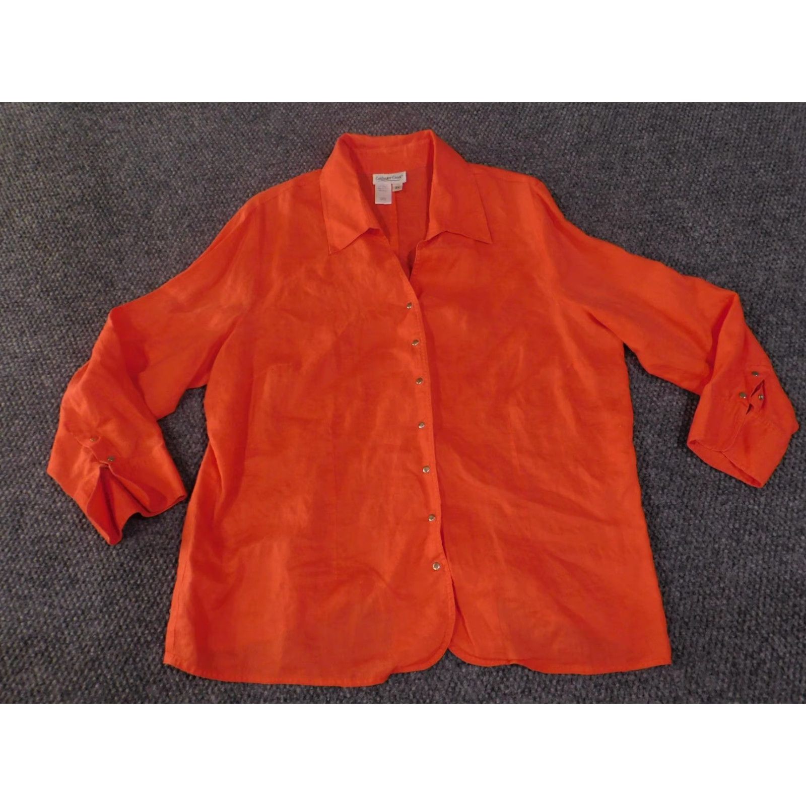 Coldwater Creek Coldwater Creek Shirt Womens 2XL Orange 100% Ramie Button Front 3/4 Sleeve Top Size XXL / US 16-18 / IT 52-54 - 4 Thumbnail