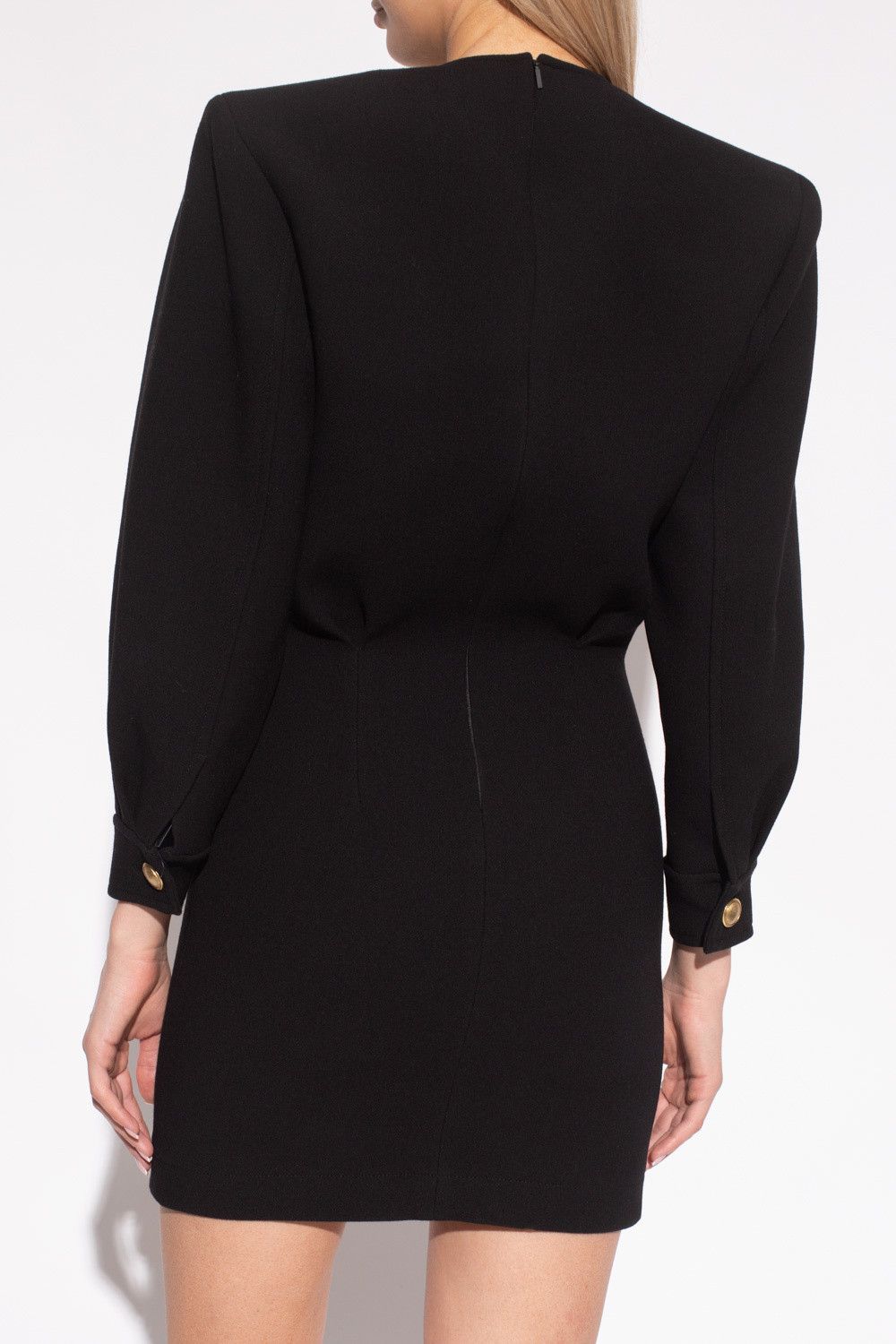 Saint Laurent Paris o1s1wg111124 V-Neck Dress in Double Crepe in Black Size M / US 6-8 / IT 42-44 - 4 Thumbnail
