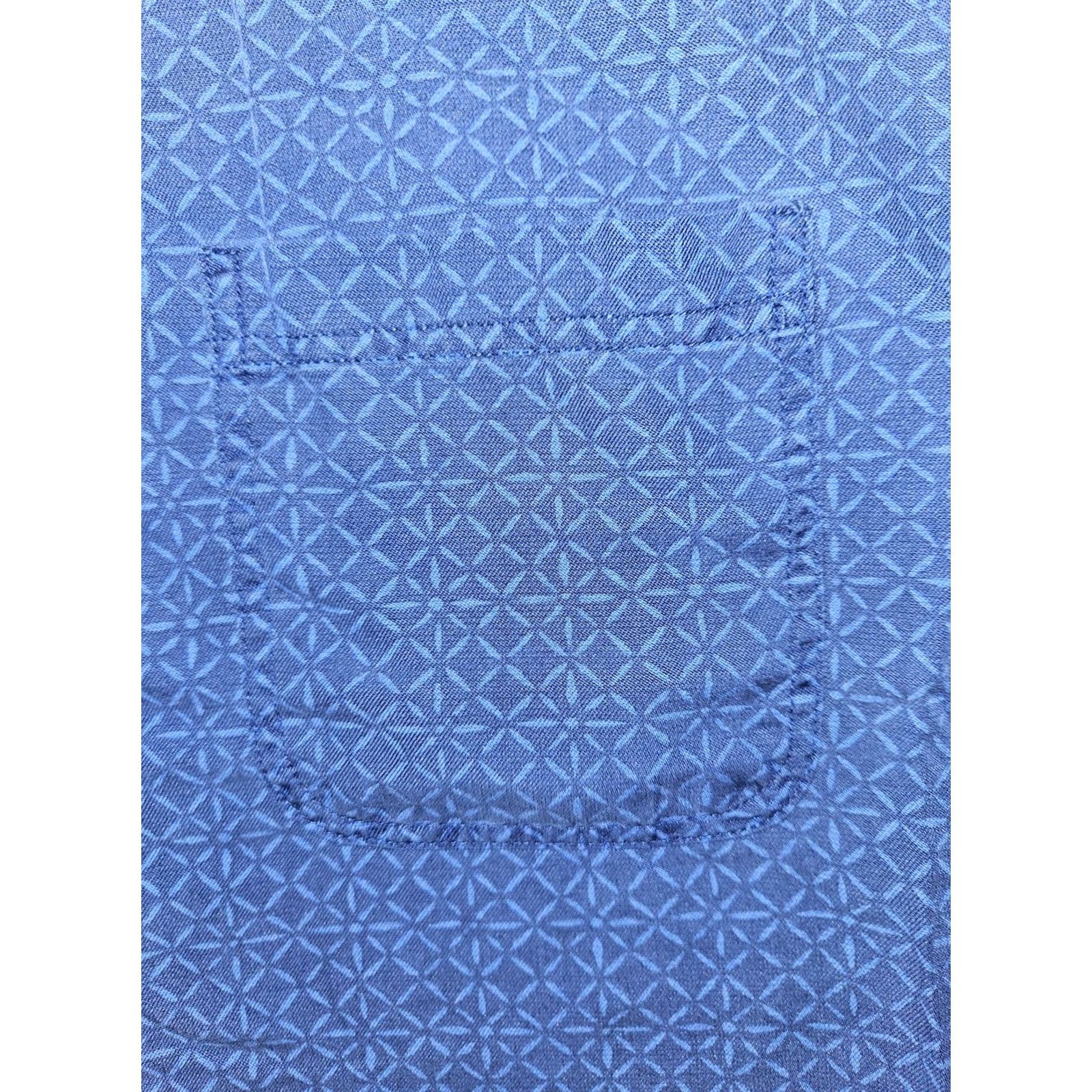 Nat Nast Nat Nast Shirt Mens Large Blue Silk Cotton Geometric Short Sleeve Button Casual Size US L / EU 52-54 / 3 - 6 Thumbnail