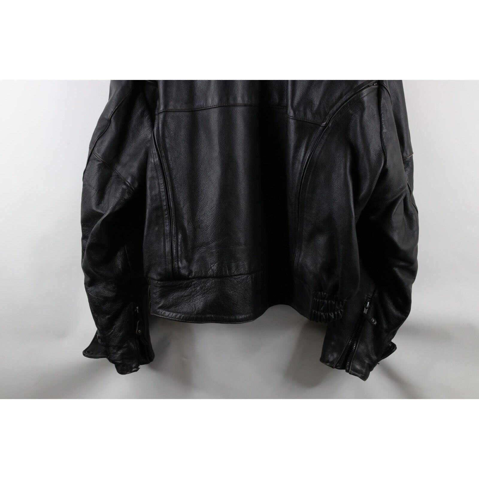 Vintage Vintage 90s Streetwear Heavyweight Leather Moto Jacket 3XL Size US XXL / EU 58 / 5 - 19 Thumbnail