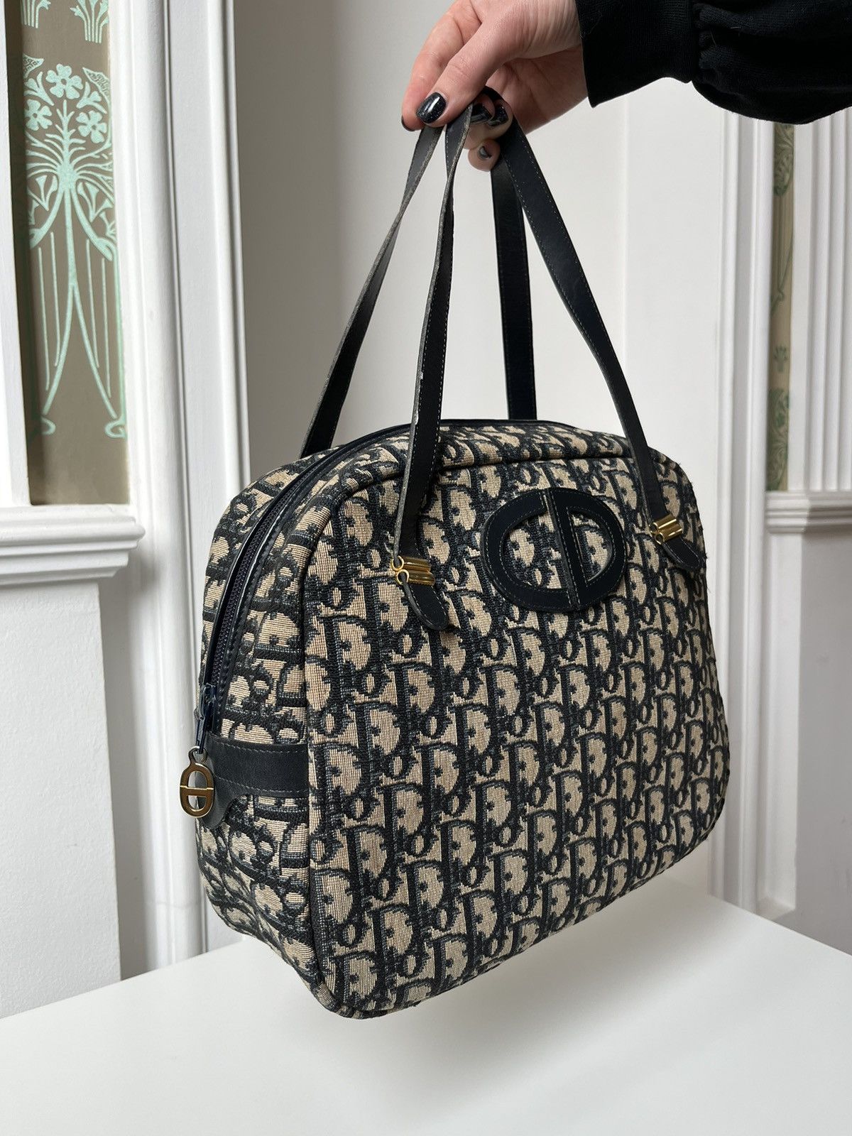 Christian Dior Monsieur Christian Dior Monogram CD Logo Navy / Beige bag 1980s’ Size ONE SIZE - 6 Thumbnail