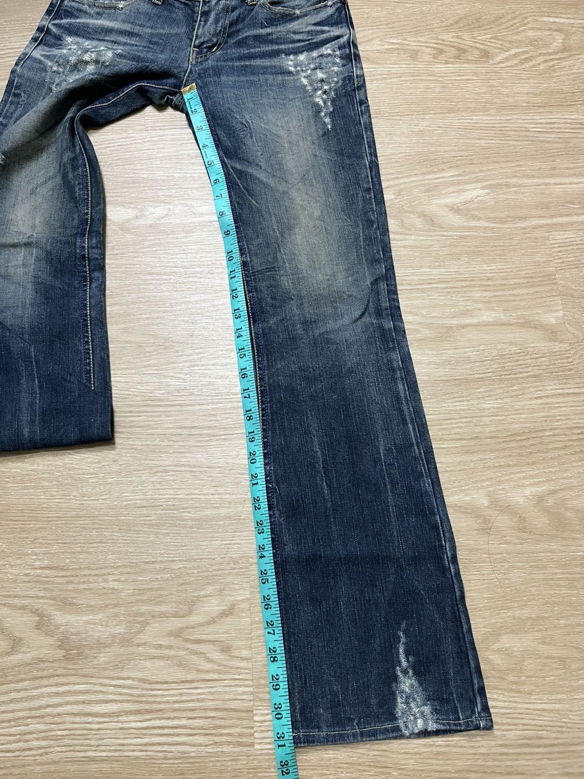 MIDAS Distressed Faded Dark Blue Flare Jeans