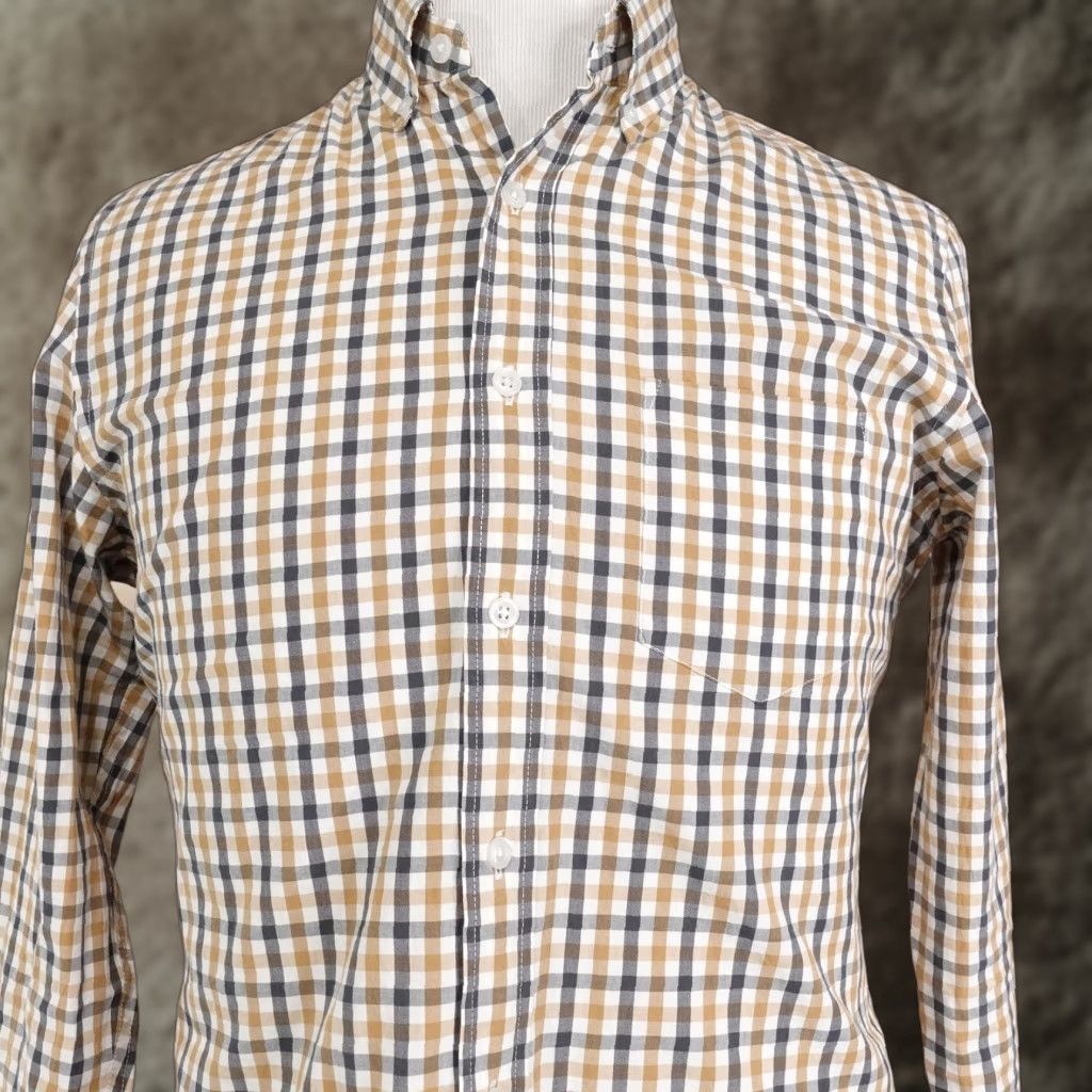 J.Crew J.CREW Shirt Mens M Beige Check Long Sleeve Button-Up Slim Untucked Flex Washed Size US M / EU 48-50 / 2 - 1 Thumbnail