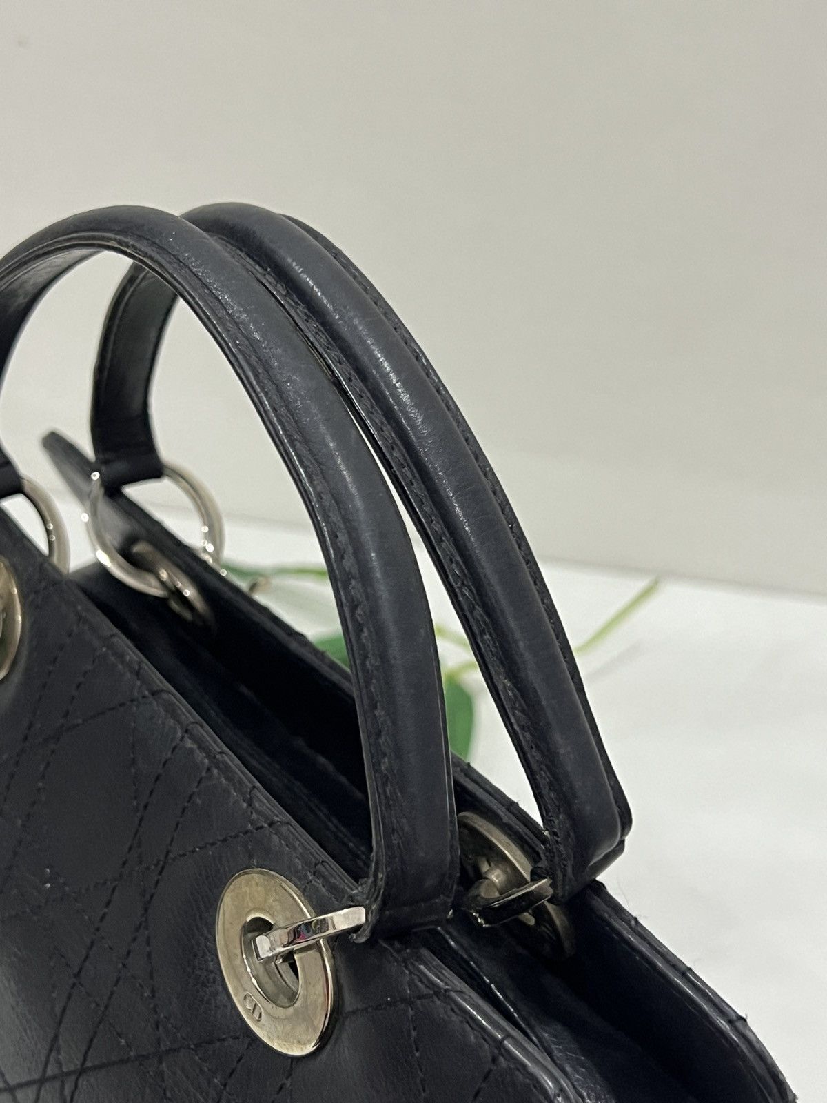 Dior Christian Dior Lady cannage handbag leather black Size ONE SIZE - 6 Thumbnail