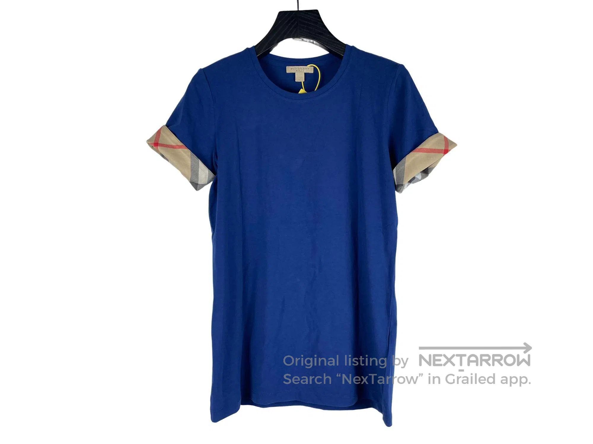 Burberry Burberry Cuffed Plaid Detail Blue Short Sleeve Size US M / EU 48-50 / 2 - 1 Thumbnail