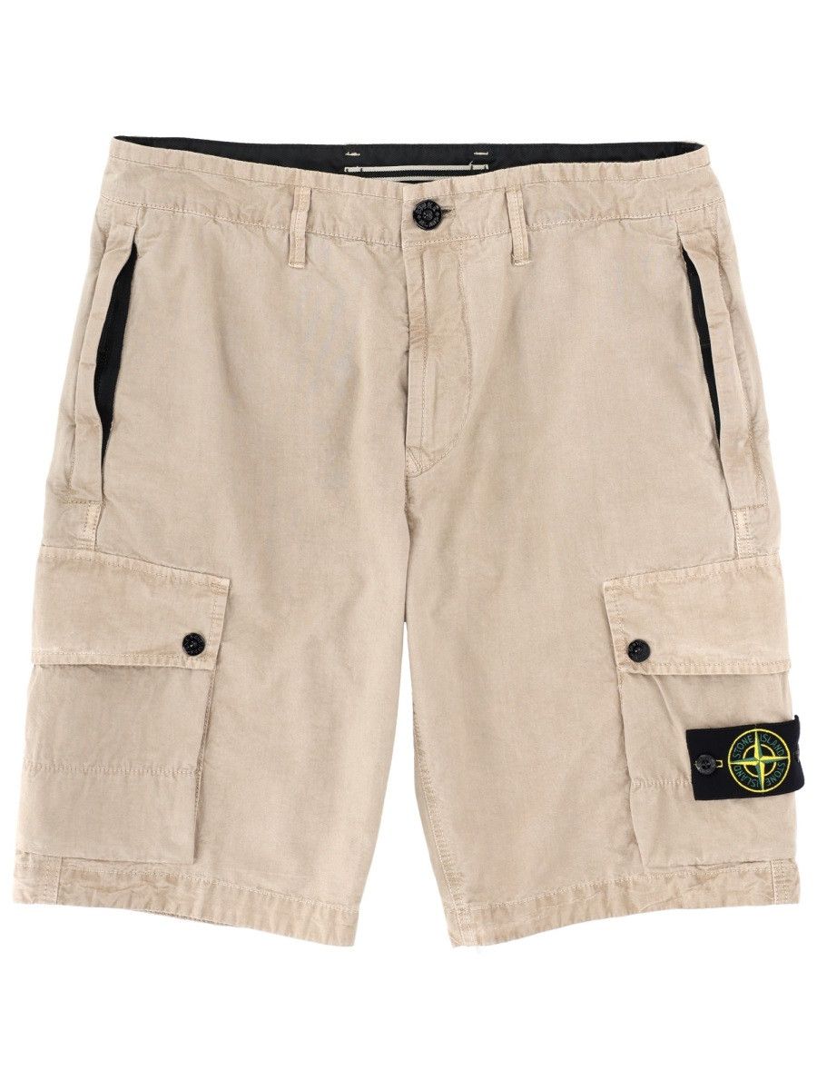 Stone Island STONE ISLAND CARGO SHORTS WITH LOGO PATCH - BEIGE (JEANS 30) Size US 30 / EU 46 - 1 Thumbnail
