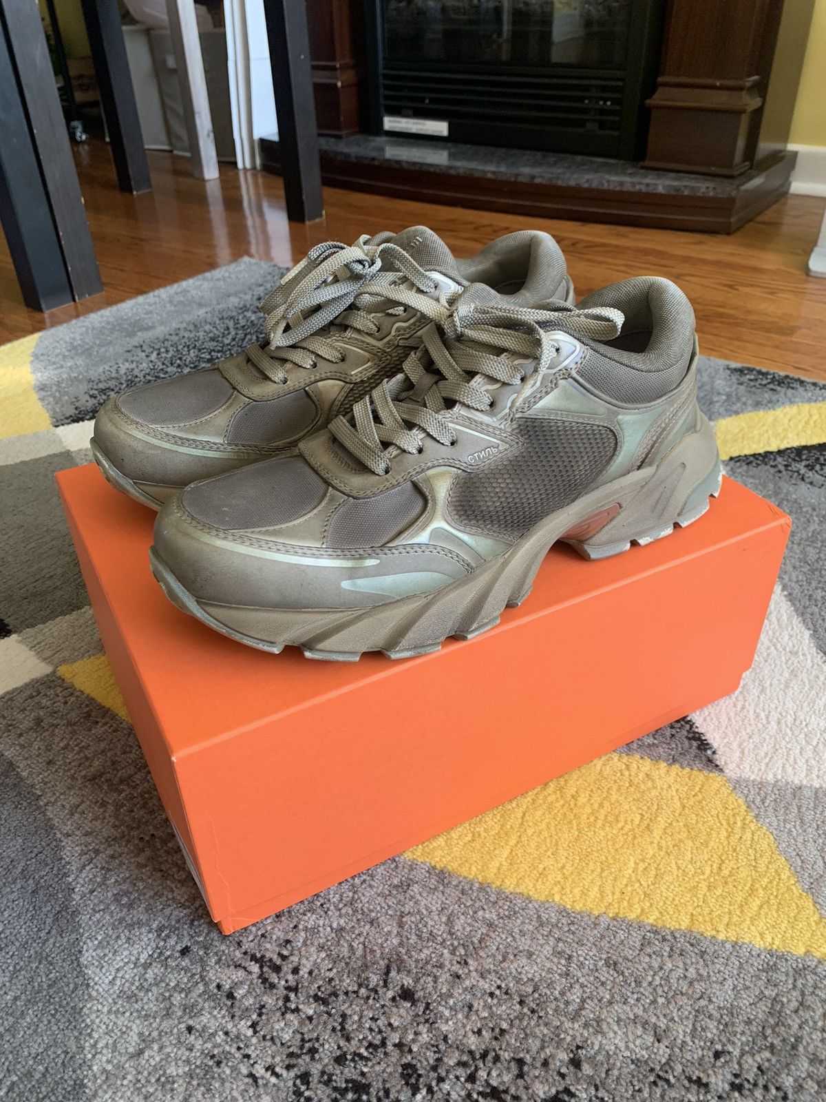 image of Heron Preston Block Stepper Sneakers in Brass, Men's (Size 11)