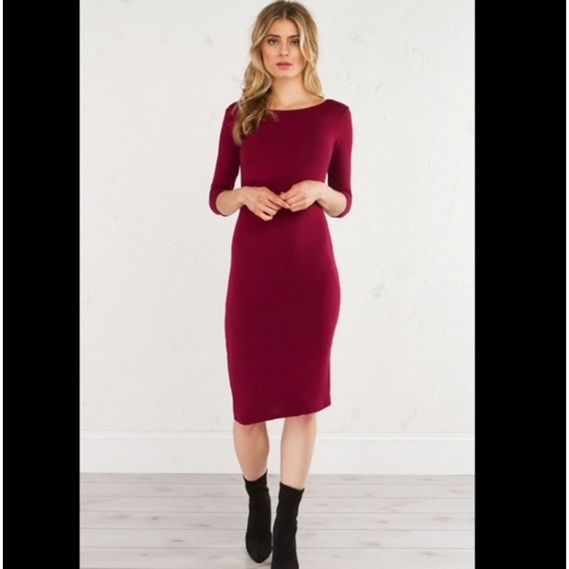 Vintage Charlotte Russe Burgundy Bodycon Midi Cutout Dress Size XS / US 0-2 / IT 36-38 - 1 Thumbnail