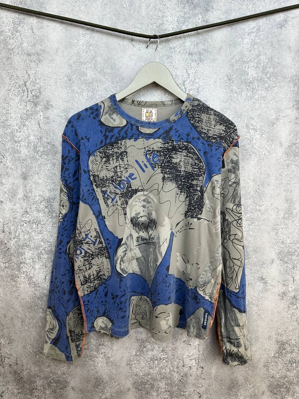 Desigual Desigual Y2K Abstract Graffiti Print LS Top Exposed Orange Size L / US 10 / IT 46 - 1 Thumbnail