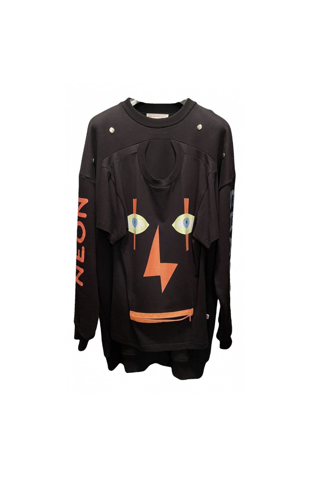 image of Walter Van Beirendonck Neon Shadow T-Shirt Sweater in Black, Men's (Size Small)