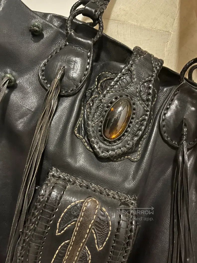Share Spirit Homme share spirit Handbag, tote bag with fringed amber decorati Size ONE SIZE - 3 Thumbnail