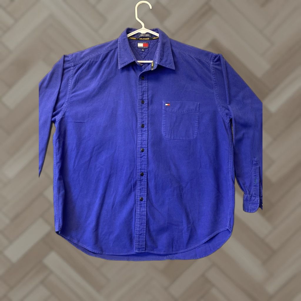Tommy Hilfiger VINTAGE Tommy Hilfiger Men’s Shirt XL Casual Long Sleeve Cotton Royal Blue 90s Pockets Size US XL / EU 56 / 4 - 1 Thumbnail