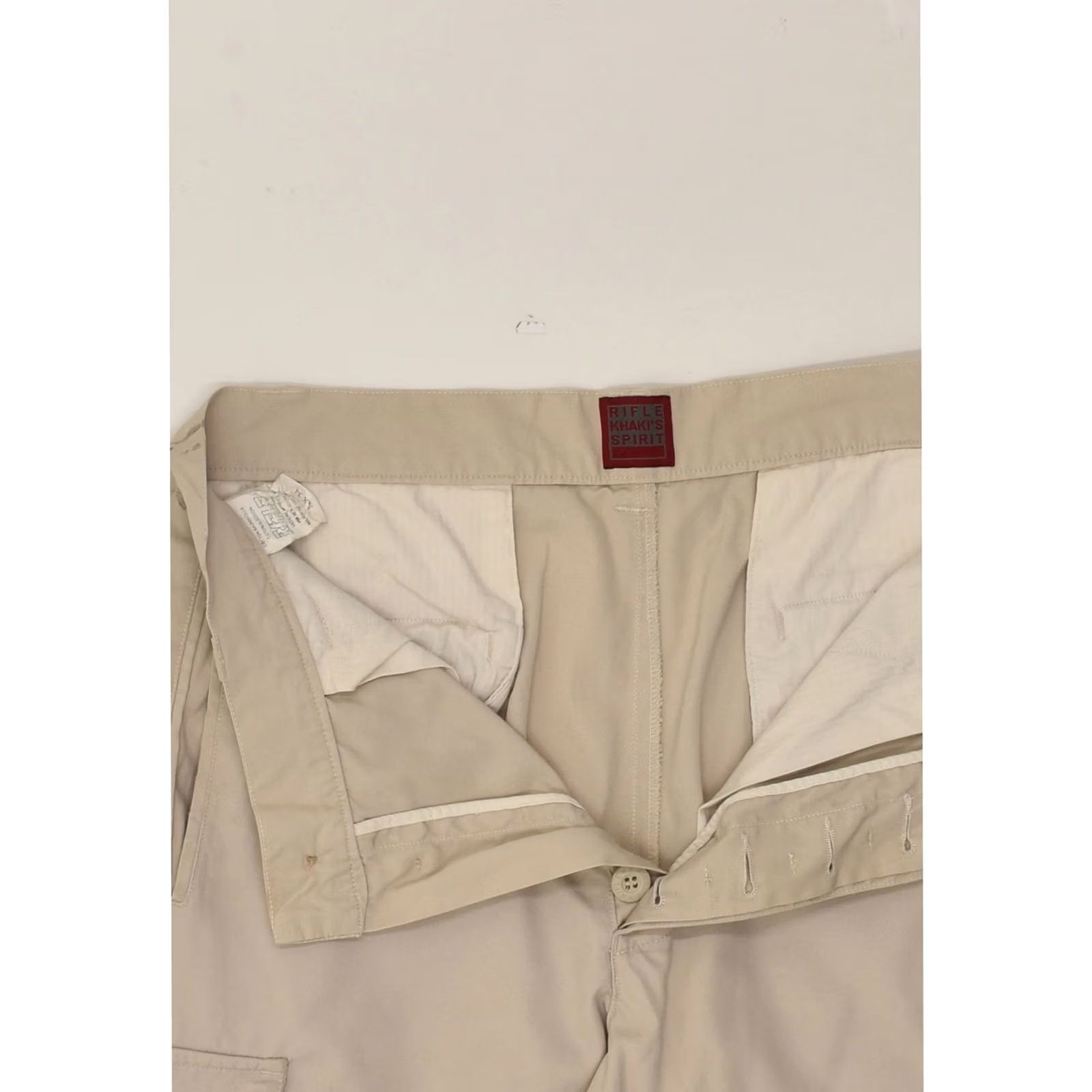Vintage RIFLE Mens Straight Cargo Trousers Beige Cotton W33 L34 Size US 33 - 6 Thumbnail