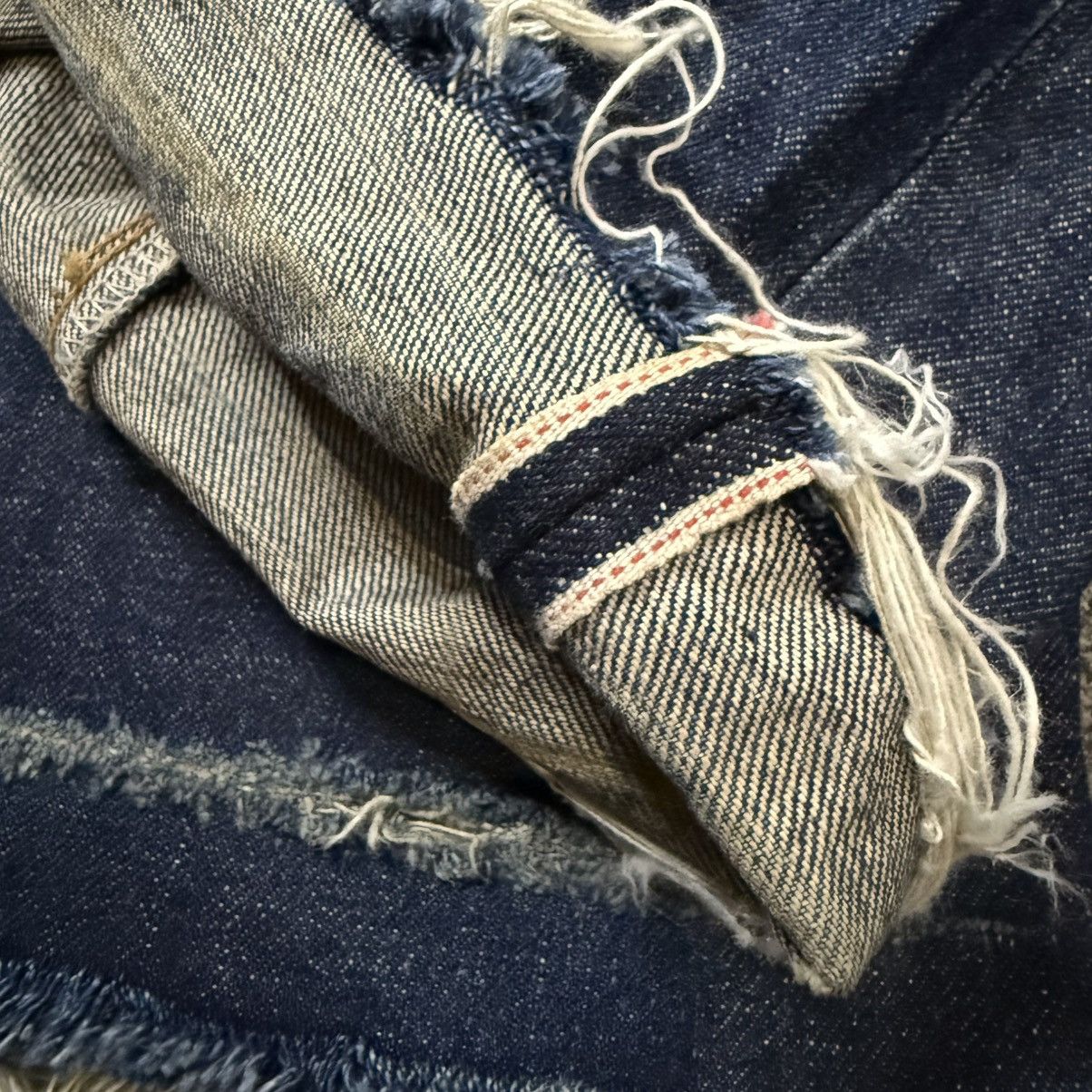 Denim & Co. Vintage Japanese Selvedge Distressed Ripped Wave Raw Denim Size US 30 / EU 46 - 10 Thumbnail